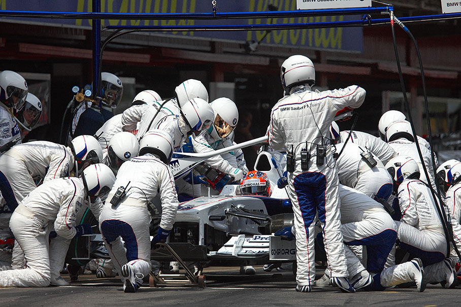 Pit stop of Robert Kubica, BMW Sauber F1