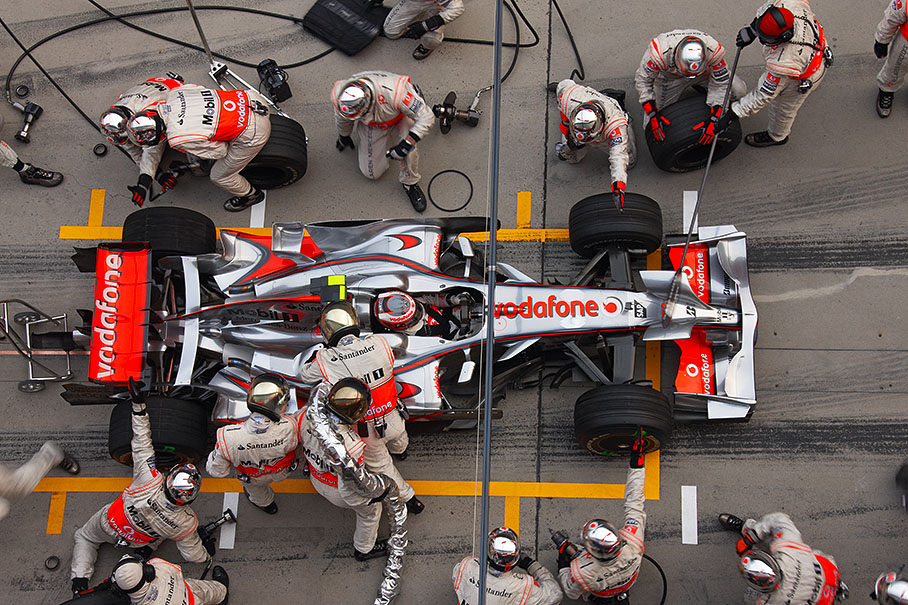 Heikki Kovalainen at McLaren Mercedes pits