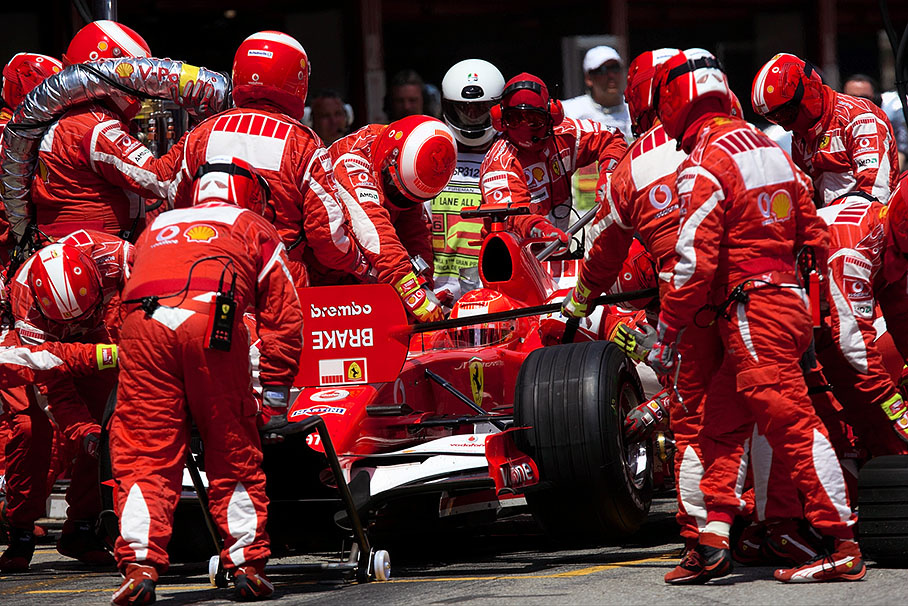 Pit stop of Michael Schumacher