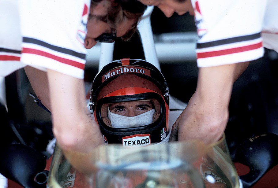 Emerson Fittipaldi is prepared in the McLaren-Cosworth M23, French GP Dijon-Prenois 1974