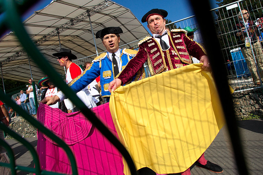 Spanish fans in matador clothes