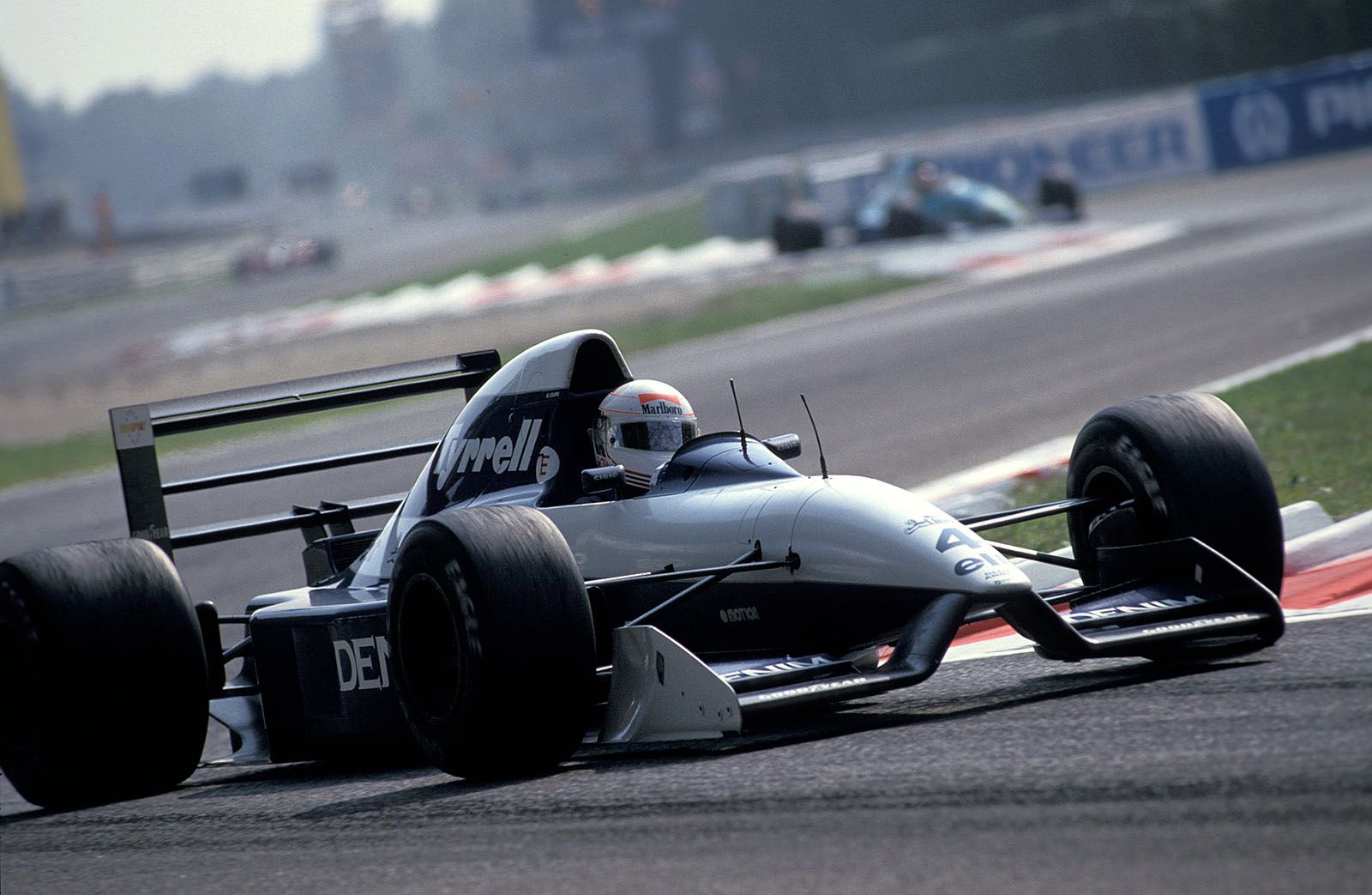 Andrea de Cesaris on Tyrrell-Ilmor, Italian GP Monza 1992 (Sponsor"DENIM" in Monza only)