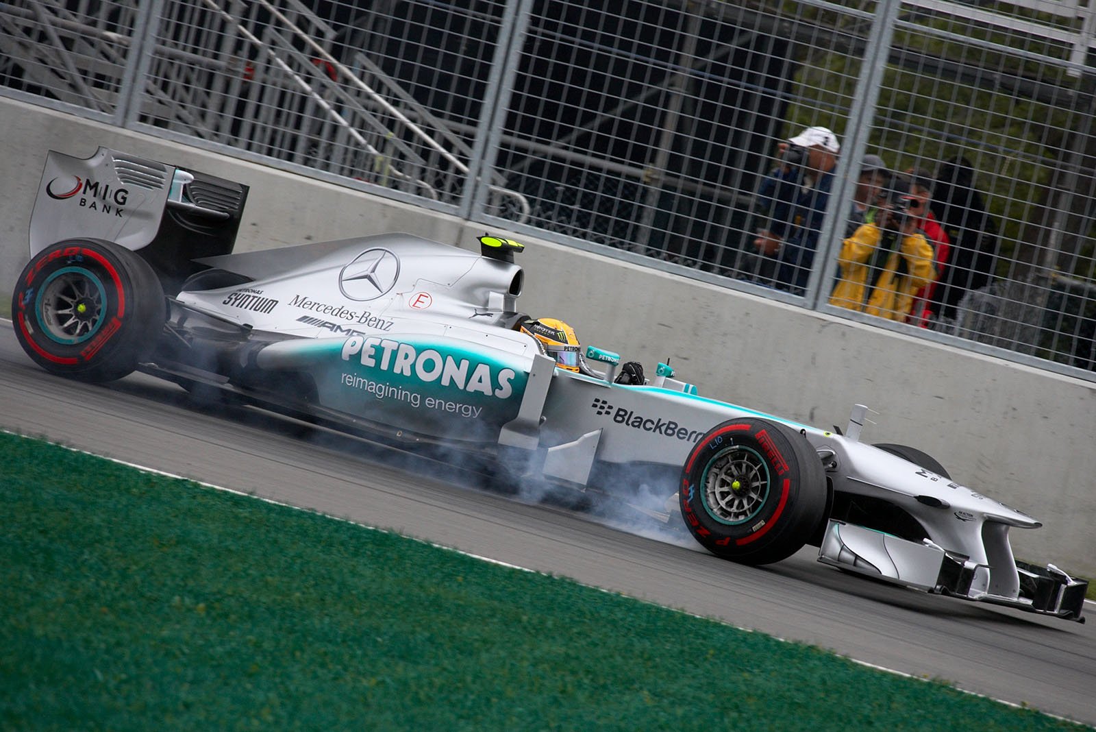 Lewis Hamilton, Mercedes GP, brakes hard in front of the hairpin