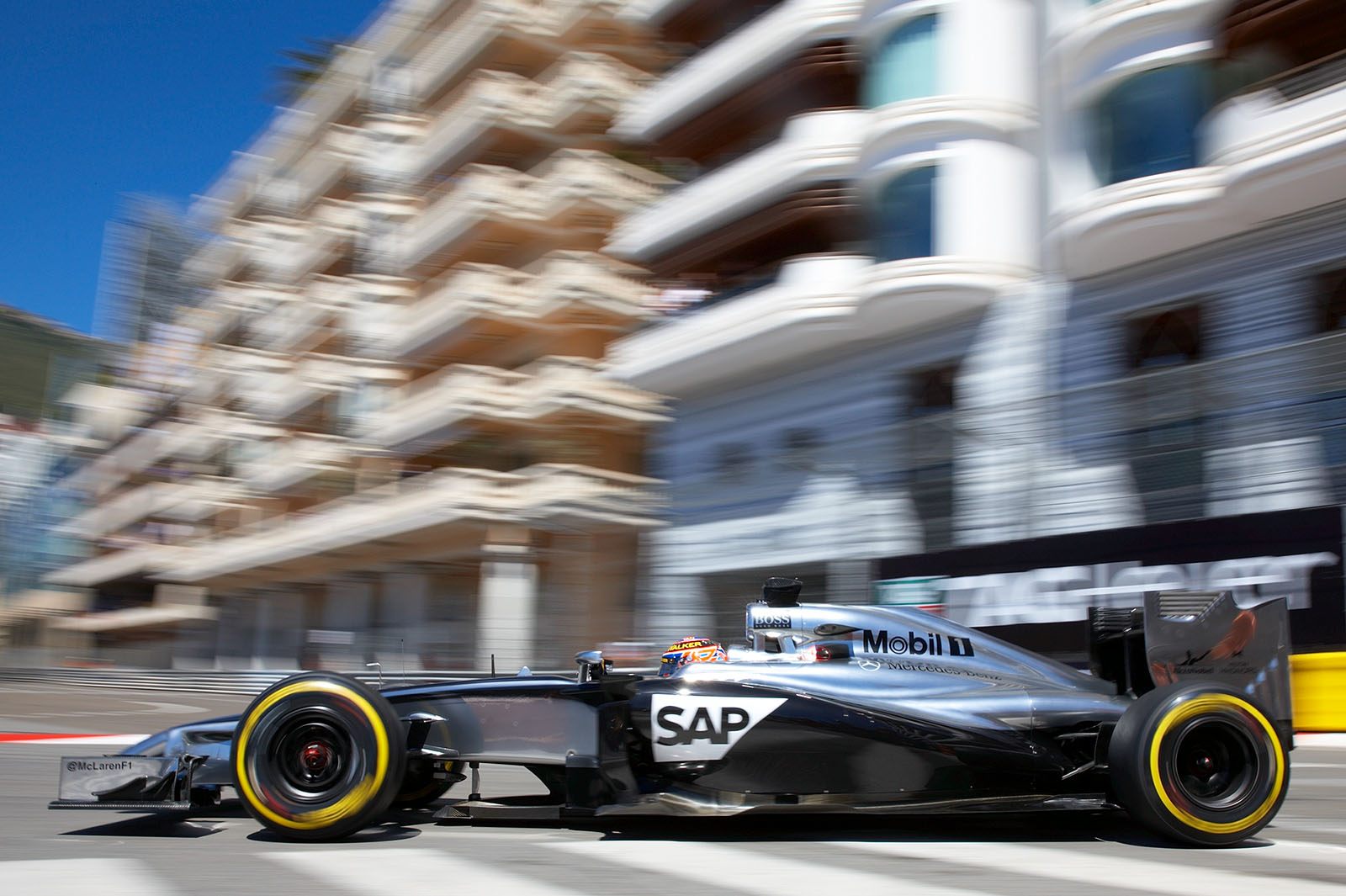 Jenson Button, McLaren-Mercedes, at Nouvelle Chicane
