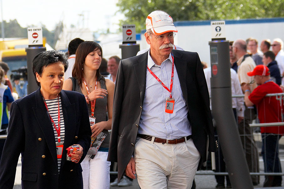 DaimlerChrysler chairman of the board 'Dr. Z.' Dieter Zetzsche arrives at Hockenheim paddock