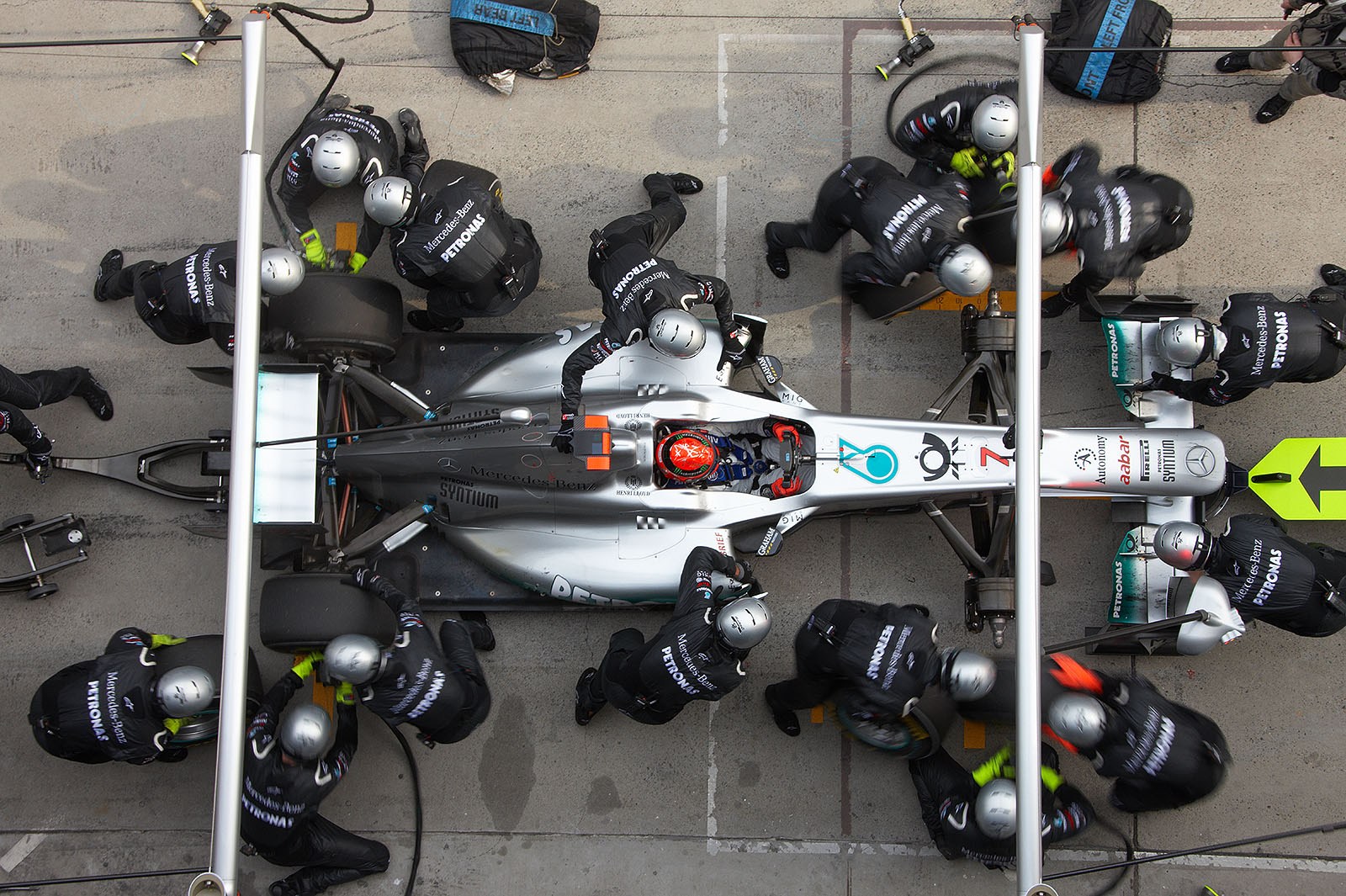 Michael Schumacher at Mercedes pits
