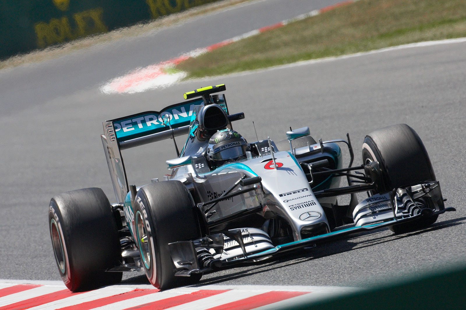 Lonely race leader Nico Rosberg, Mercedes, Spanish Grand Prix, Barcelona, 2015