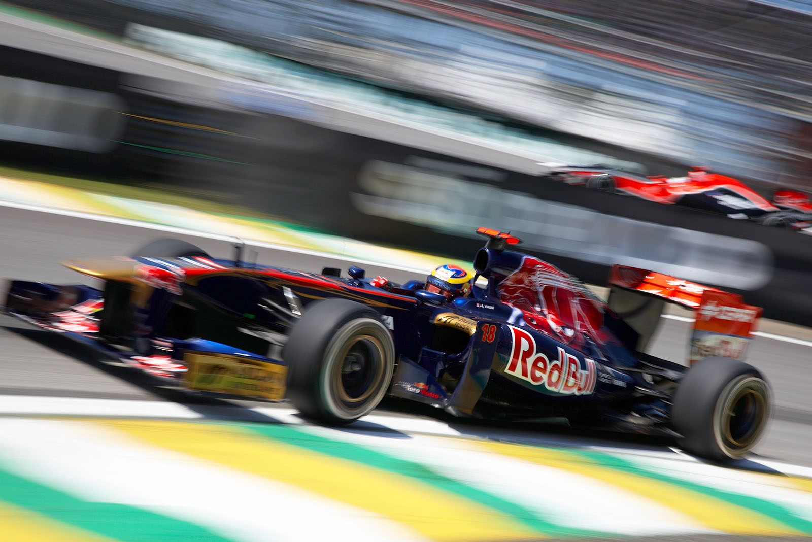 Toro Rosso's third driver Jean-Eric Vergne drives here in Brazil on Friday morning only