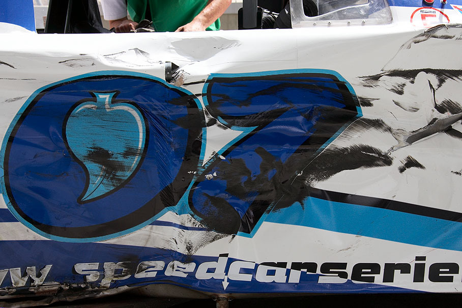 The damaged side of Johanssons Speedcar