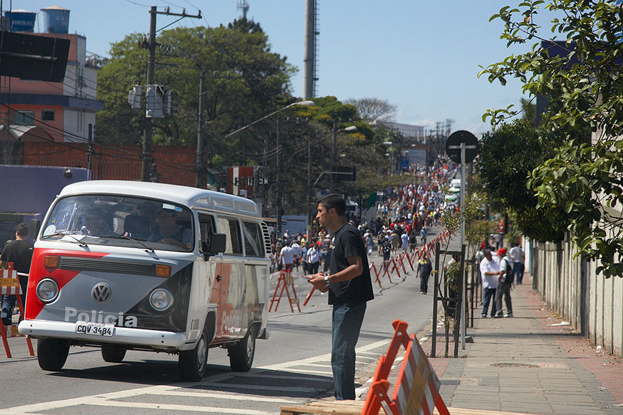A police bug on Sao Paulo street near the race track