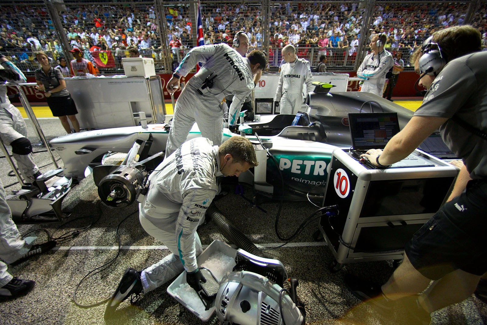Hamilton’s Mercedes on the grid
