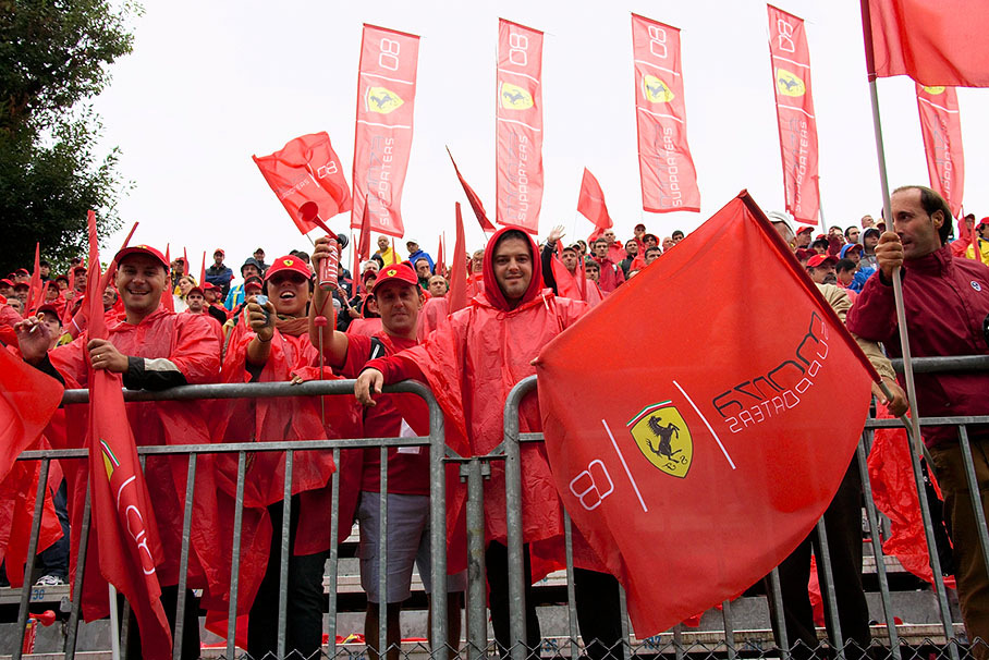 Watered but joyful tifosi