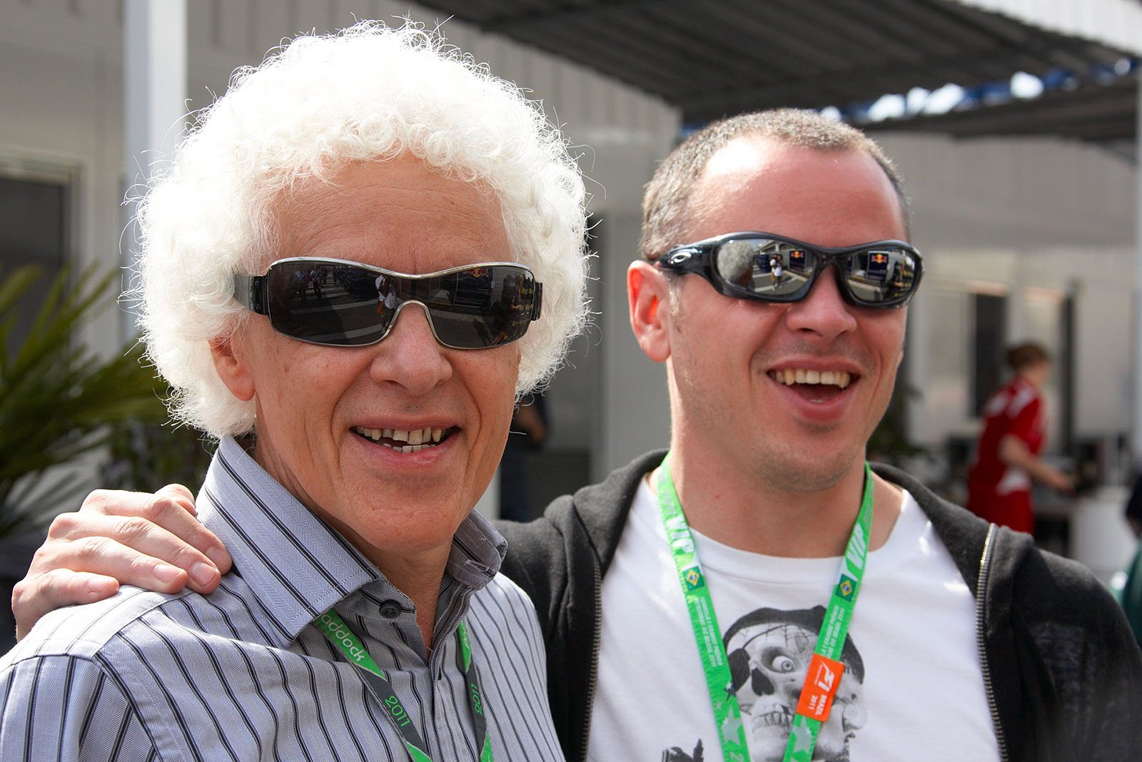 Adrian Sutil's father Jorge with his other son in the paddock