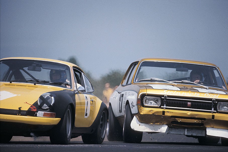 Third placed Werner Christmann (D) on Opel Commodore 2800 GS, entered by Steinmetz Automobiltechnik GmbH, right behind Horst Kloft's Porsche 911S