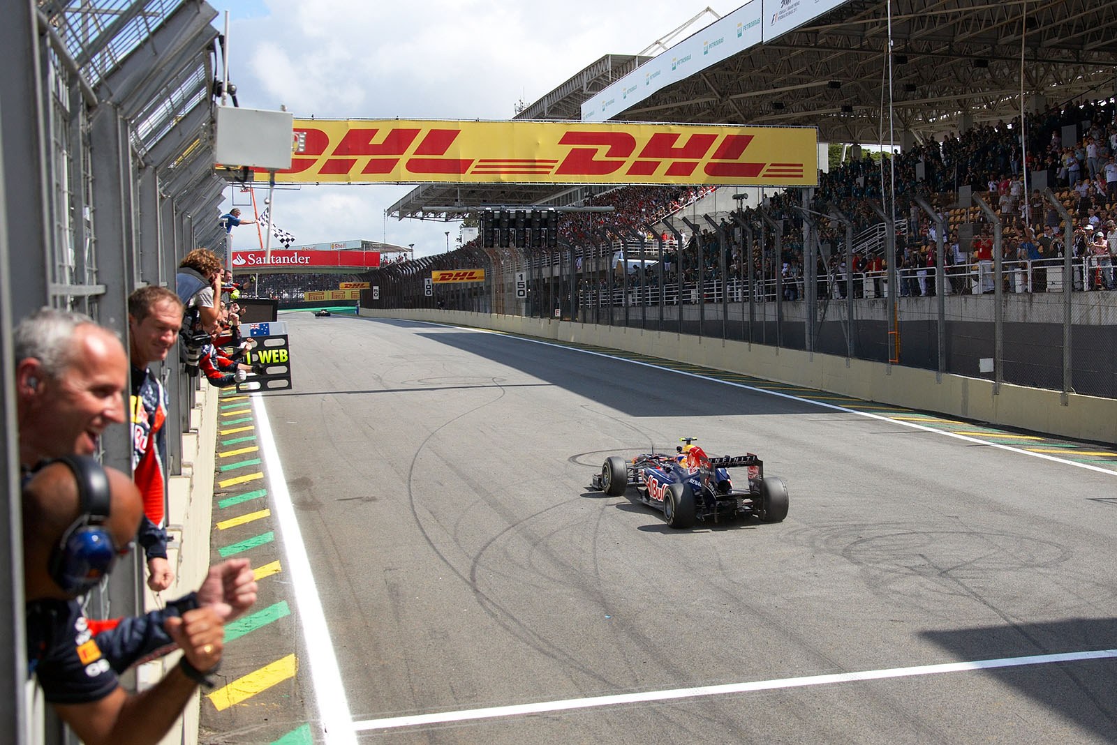 Mark Webber of Red Bull Racing wins the Brazilian Grand Prix