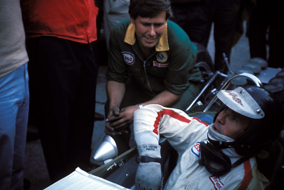 Jim Clark and one of the Lotus mechanics
