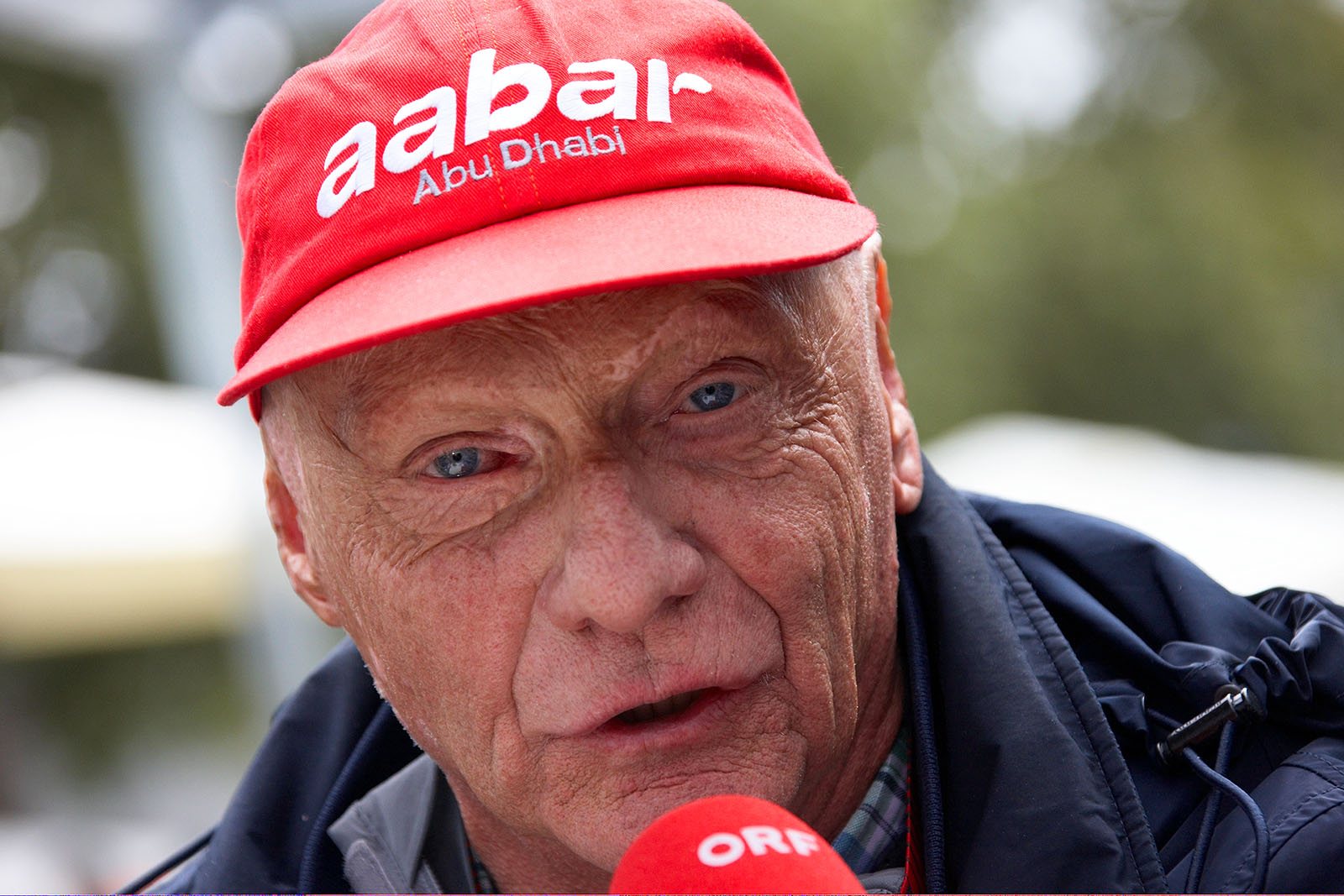 Austrian racing legend Niki Lauda gives an interview