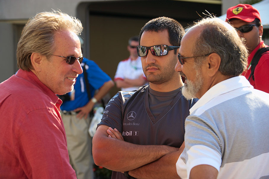 Juan Pablo Montoya with father Pablo and manager Rick
