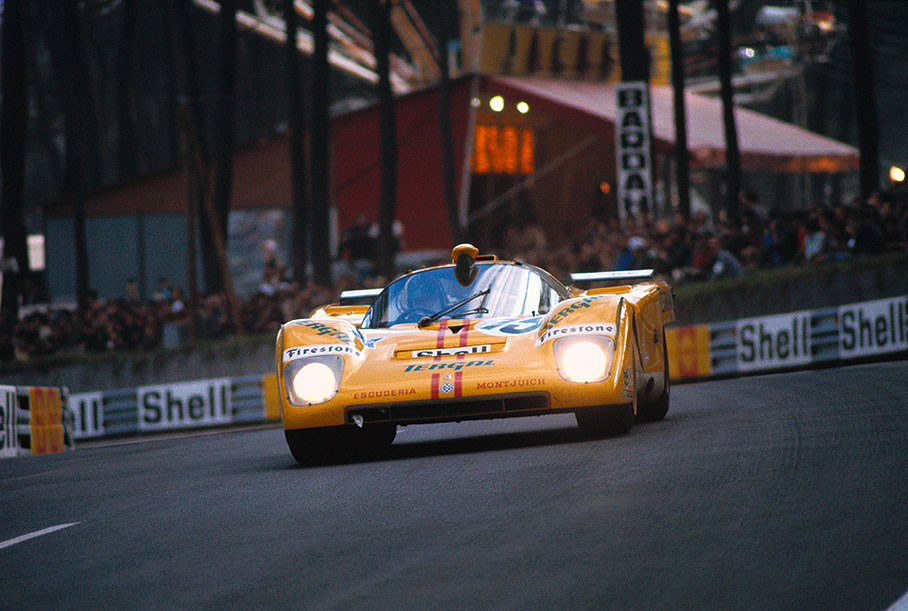 Nino Vaccarella (I) and JosÈ Juncadella (E) on Ferrari 512 M #1002, entered by Escuderia Montjuich for Le Mans 24h 1971