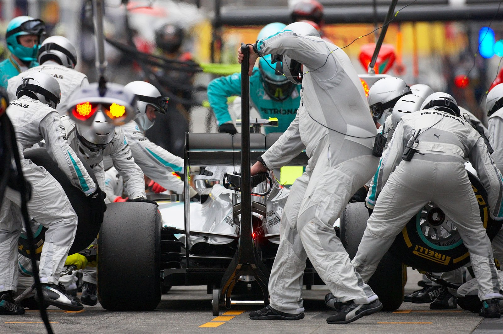 2nd pit stop for leader Nico Rosberg, Mercedes, Hockenheim, German Grand Prix, 2014