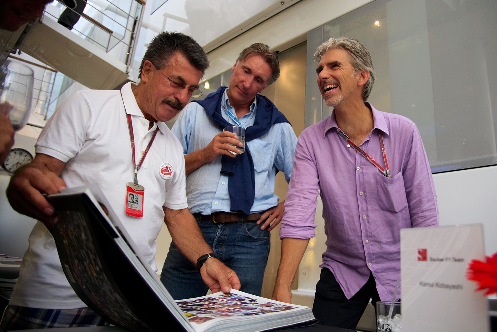 Damon Hill has fun browsing through Rainer Schlegelmilch's new editorial book
