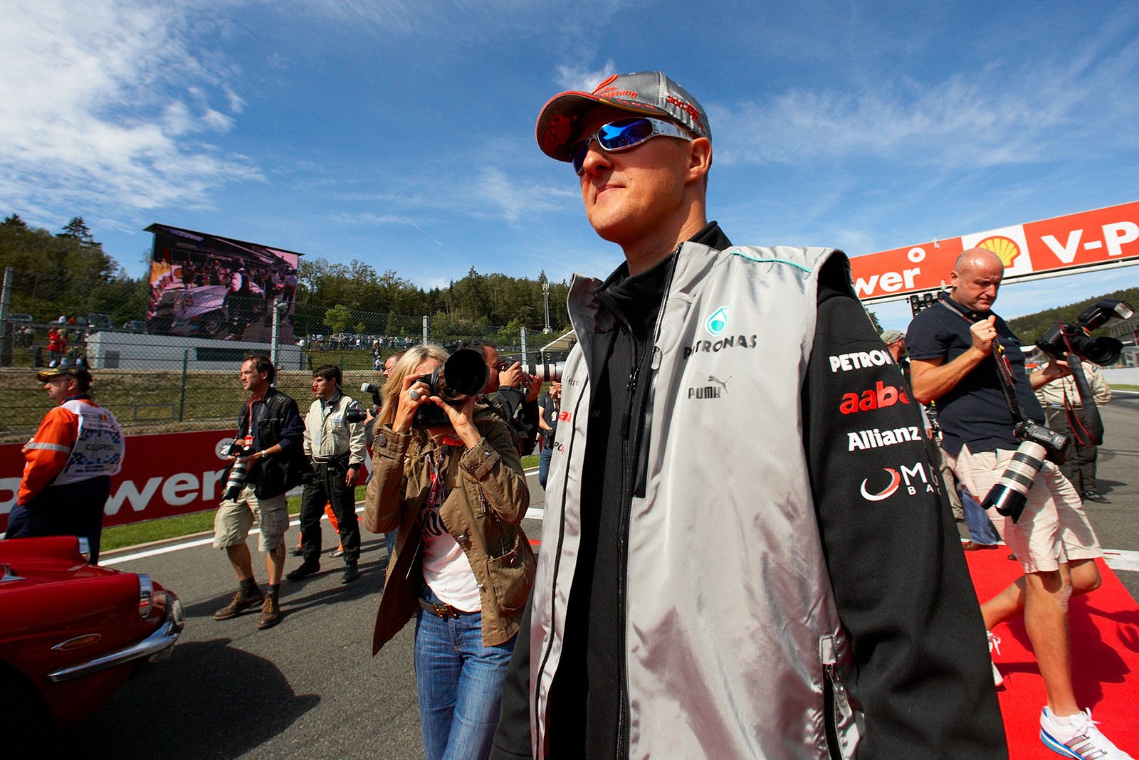 Michael Schumacher, Mercedes GP, walks to drivers parade