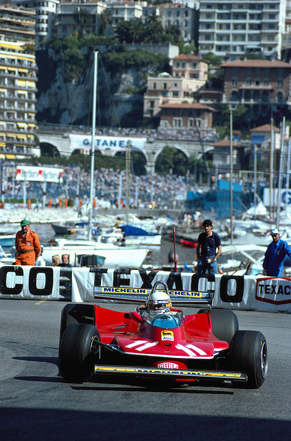 Jody Scheckter, Ferrari 312T4, through the Rascasse hairpin