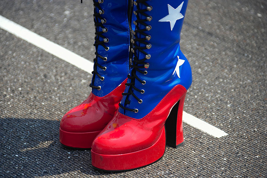 Laced boots of a grid girl