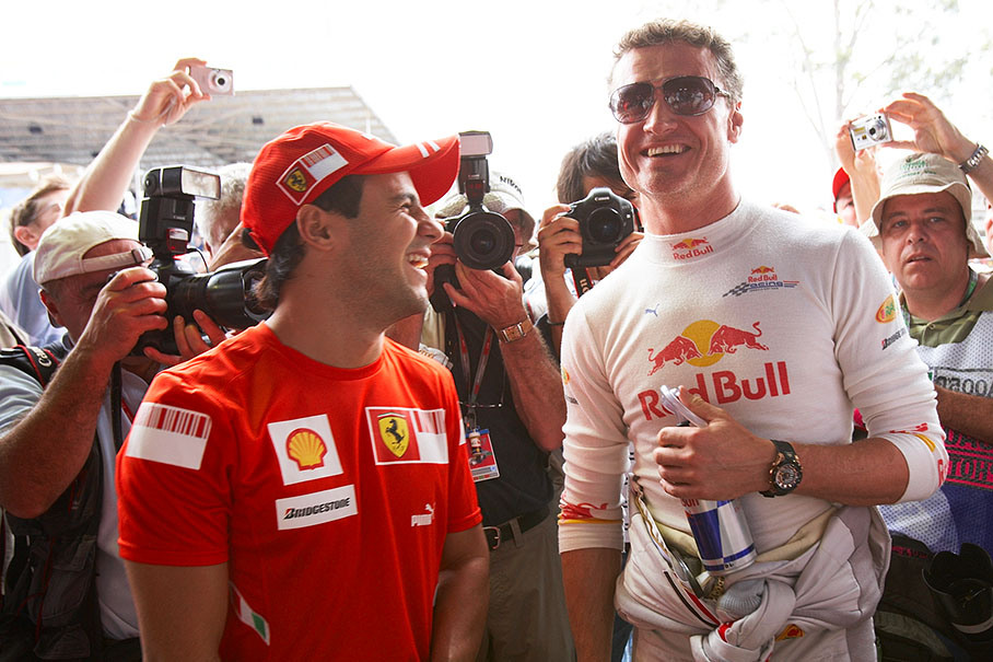Massa and Coulthard joke together