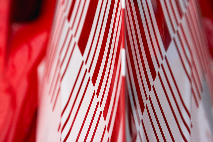 A close-up from behind on a Ferrari's airbox