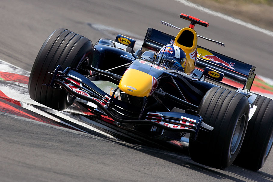 David Coulthard lifting his front wheels