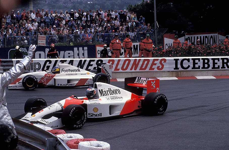 Gerhard Berger on McLaren-Honda retires in an accident after 9 laps