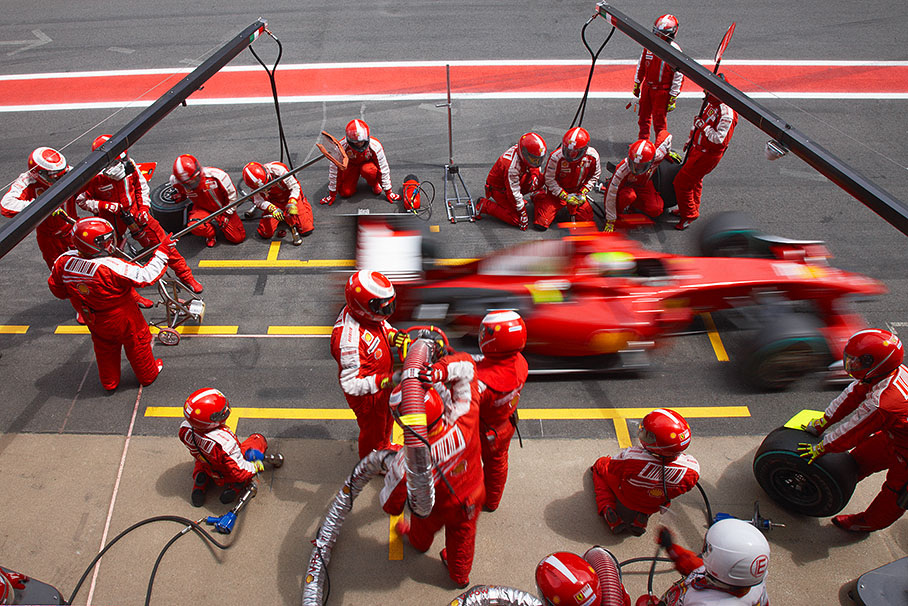 Felipe Massa out of Ferrari pits