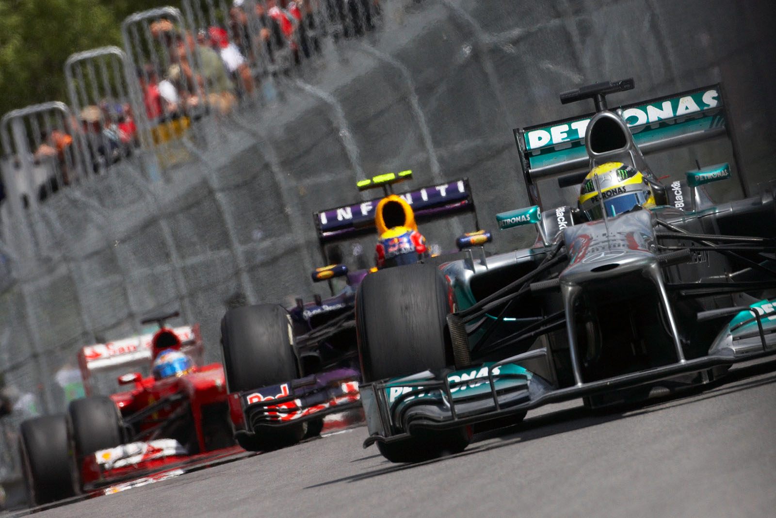 Nico Rosberg, Mercedes GP, in front of Webber and Alonso