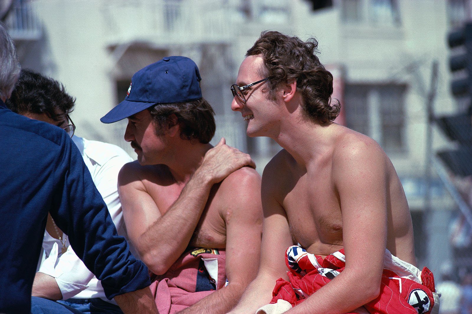 Ferrari drivers Clay Regazzoni and Nikii Lauda (right side)