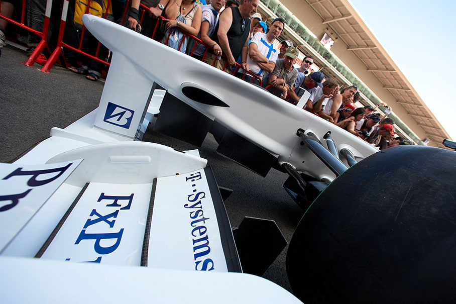 The BMW Sauber car's nose cone has a new shape
