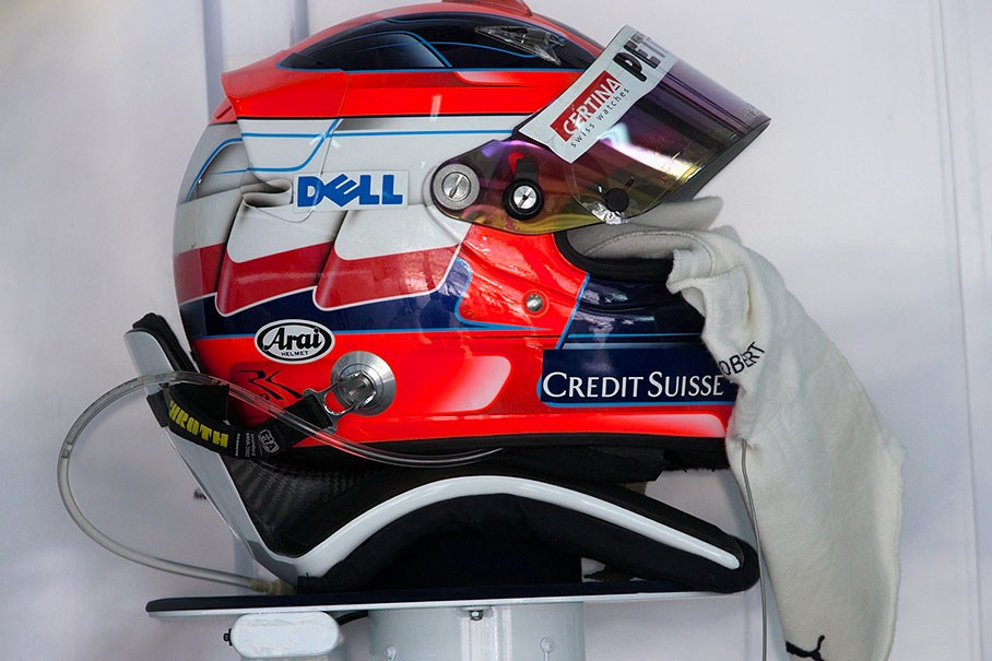 Robert Kubica's helmet and HANS device