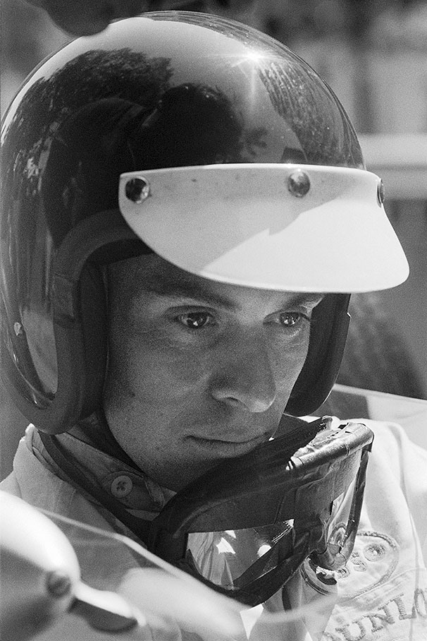 A thoughtful Jim Clark during practice at the Grand Prix de Monaco 1963.