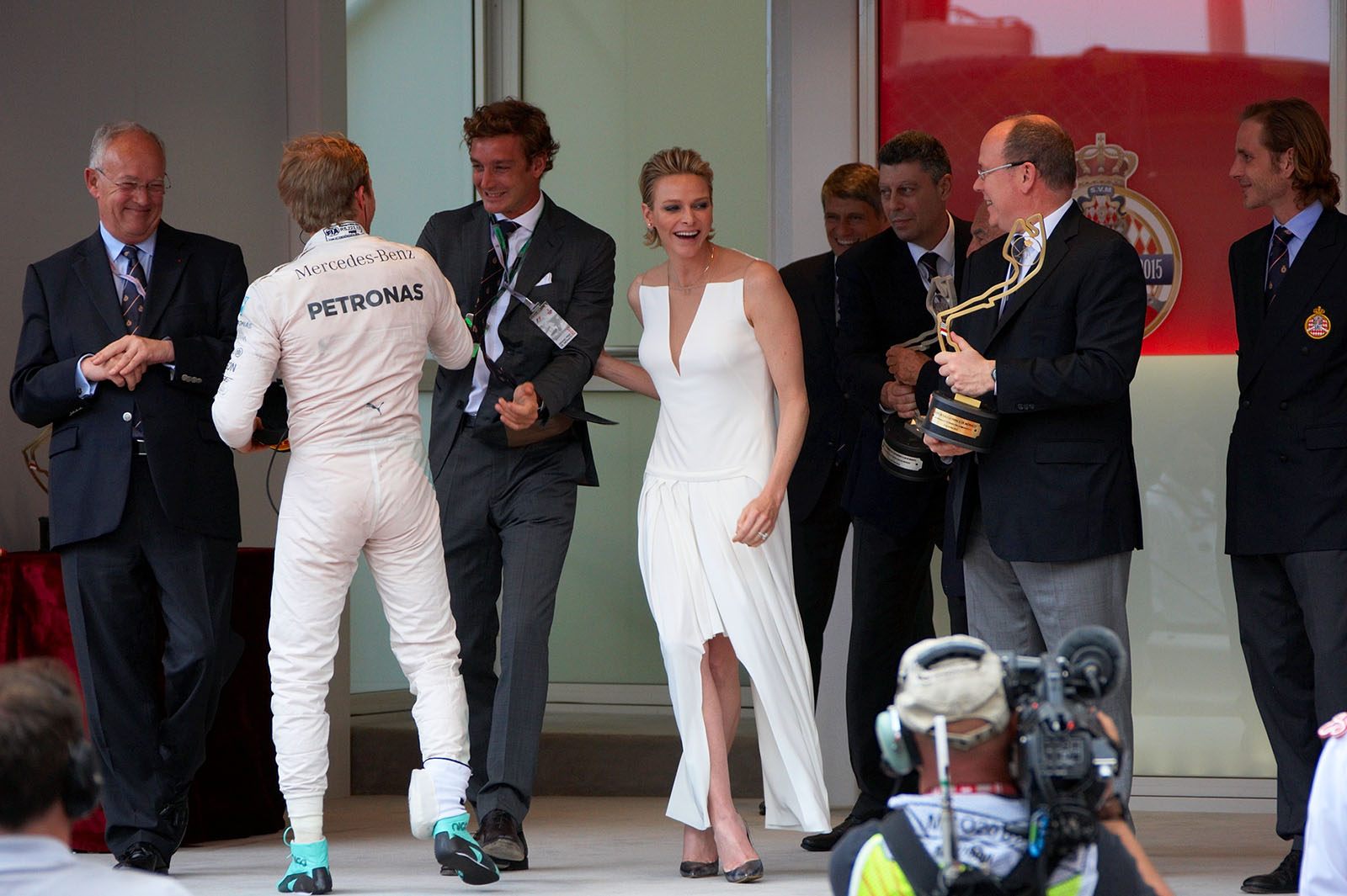 Race winner Nico Rosberg on the podium, Monte Carlo Grand Prix, 2015