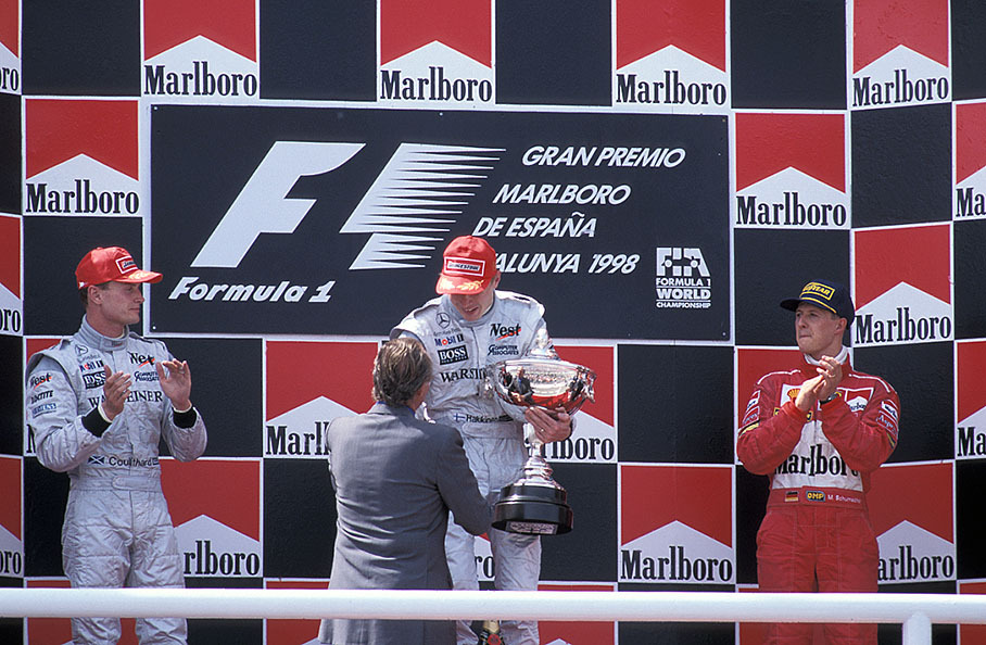 The flying Finn and man of the weekend Mika Häkkinen sets the fastest time in all sessions and wins the Spanish Grand Prix