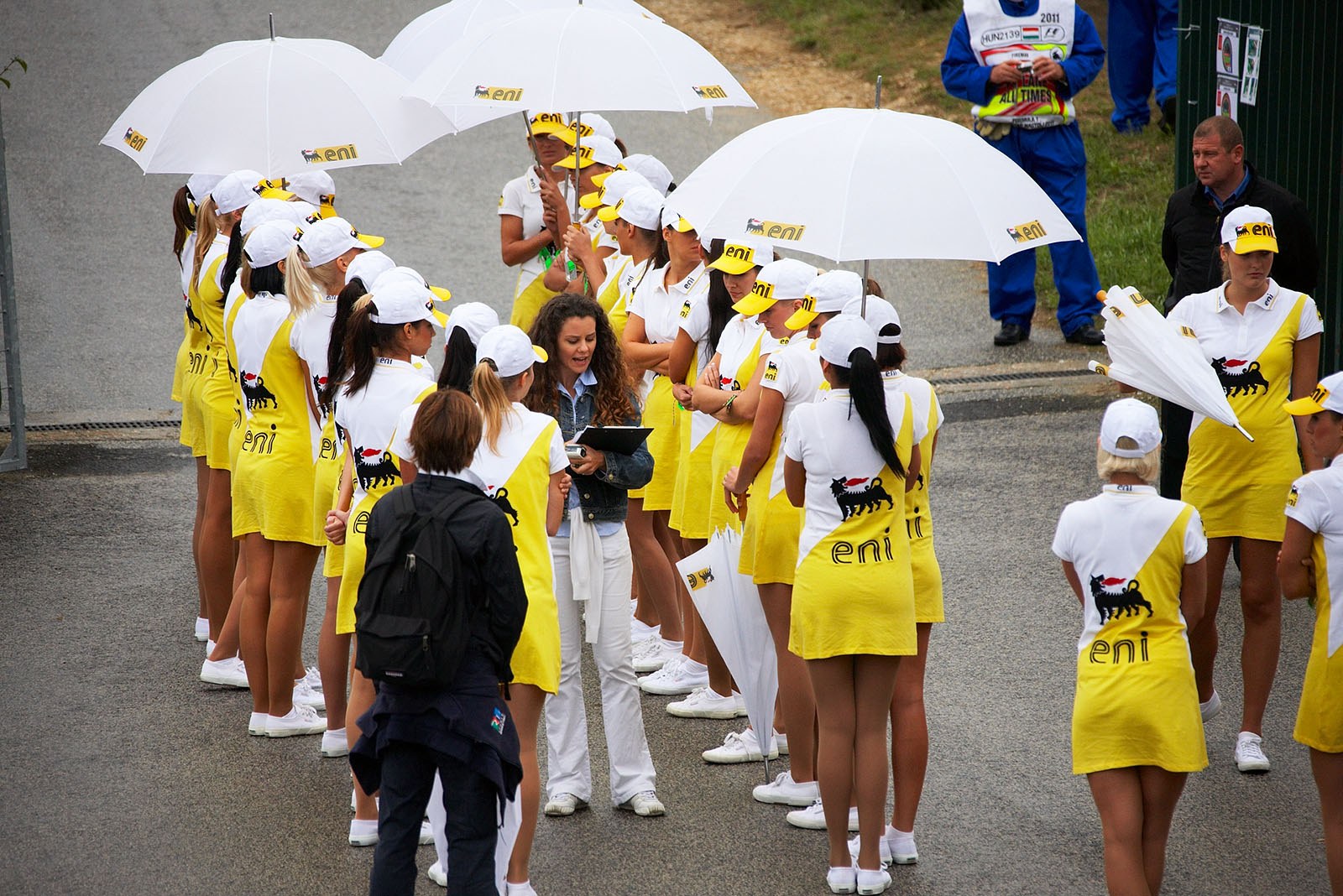 The grid girls get their insructions