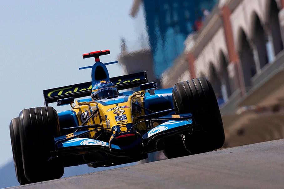 Renault's Fernando Alonso at pitlane exit