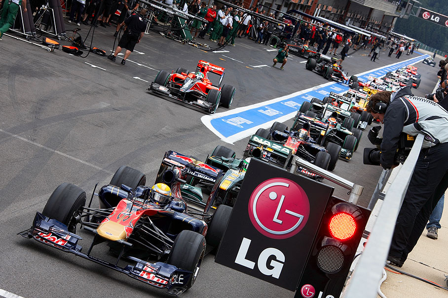 Sebastien Buemi, Toro Rosso, is the first in line for qualifying