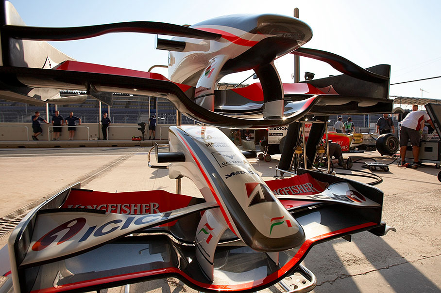 Force India nosecones in front of the pits
