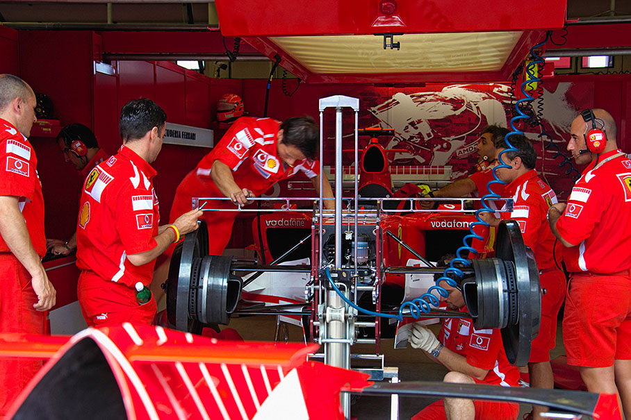 The Ferrari pits.