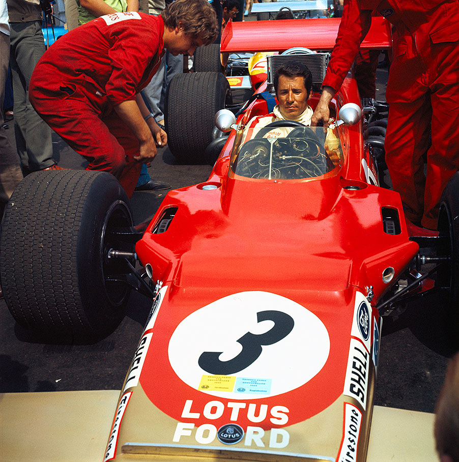 Third Lotus driver, American Mario Andretti, in the four-wheel-drive Lotus 63