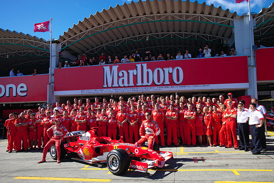 Annual Ferrari group photo session with all team members