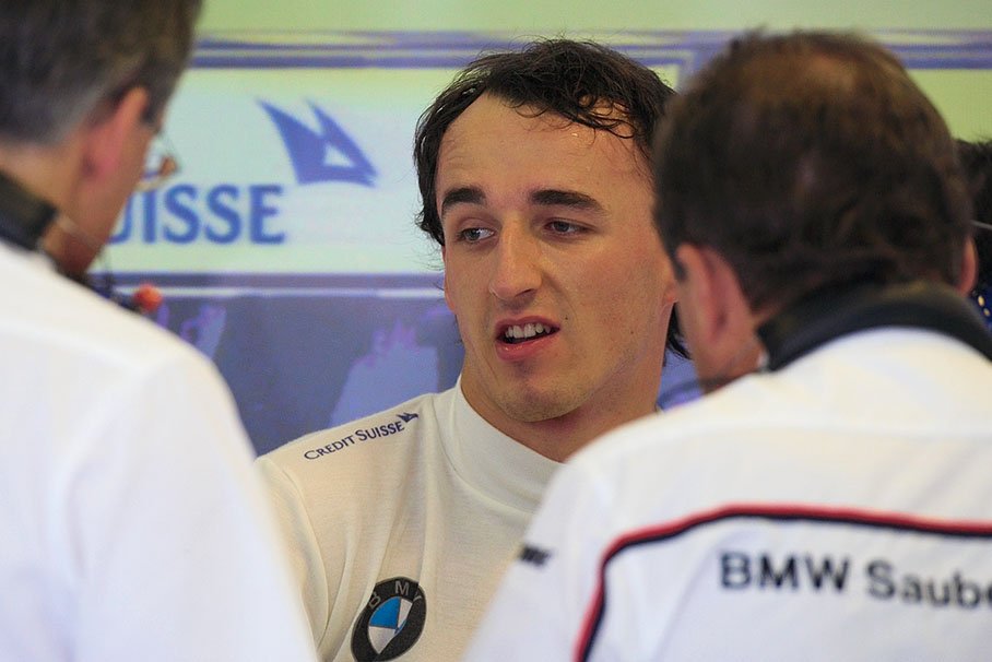 Robert Kubica in the BMW Sauber pits