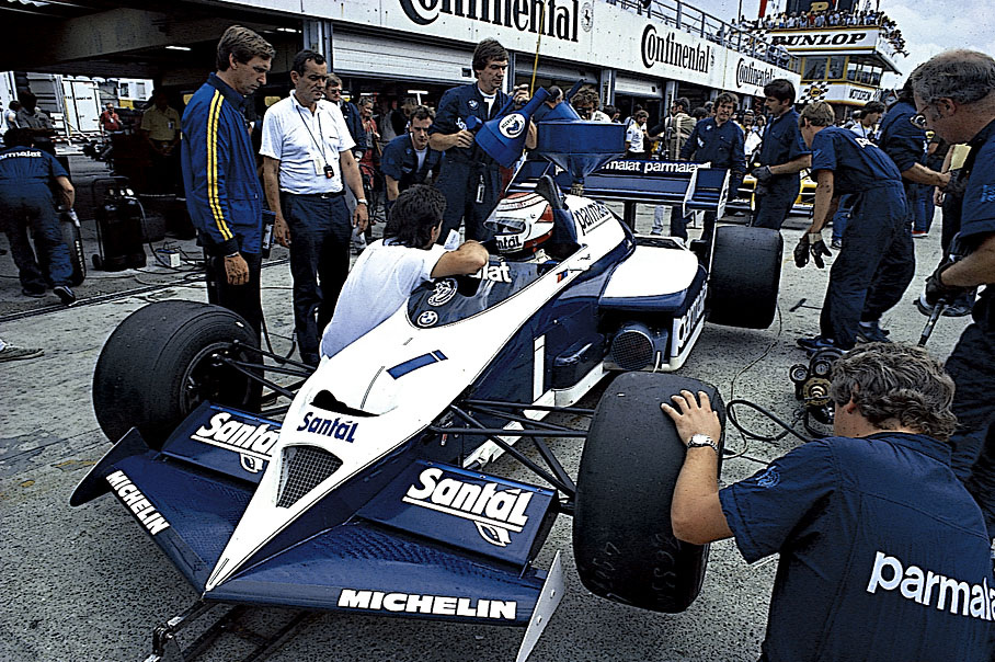 Nelson Piquet sits in the 1.5 t/c Brabham BT53-BMW 4