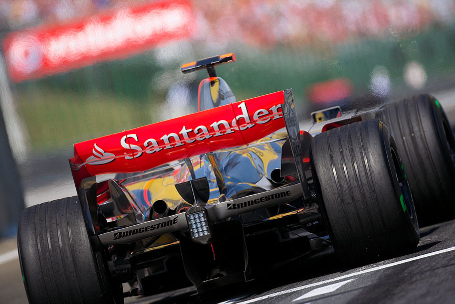 Fernando Alonso exits pit lane